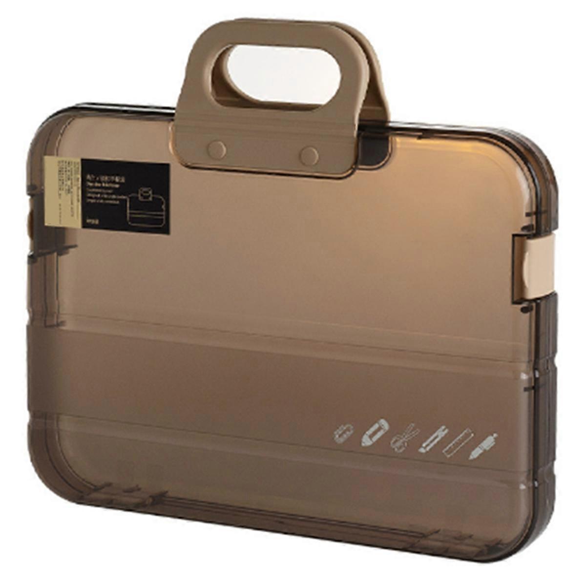 Plastic File Folder with Lock Handle Portable Box File Waterproof Filing Supplies Pencil Case Multi-Purpose Document Bag