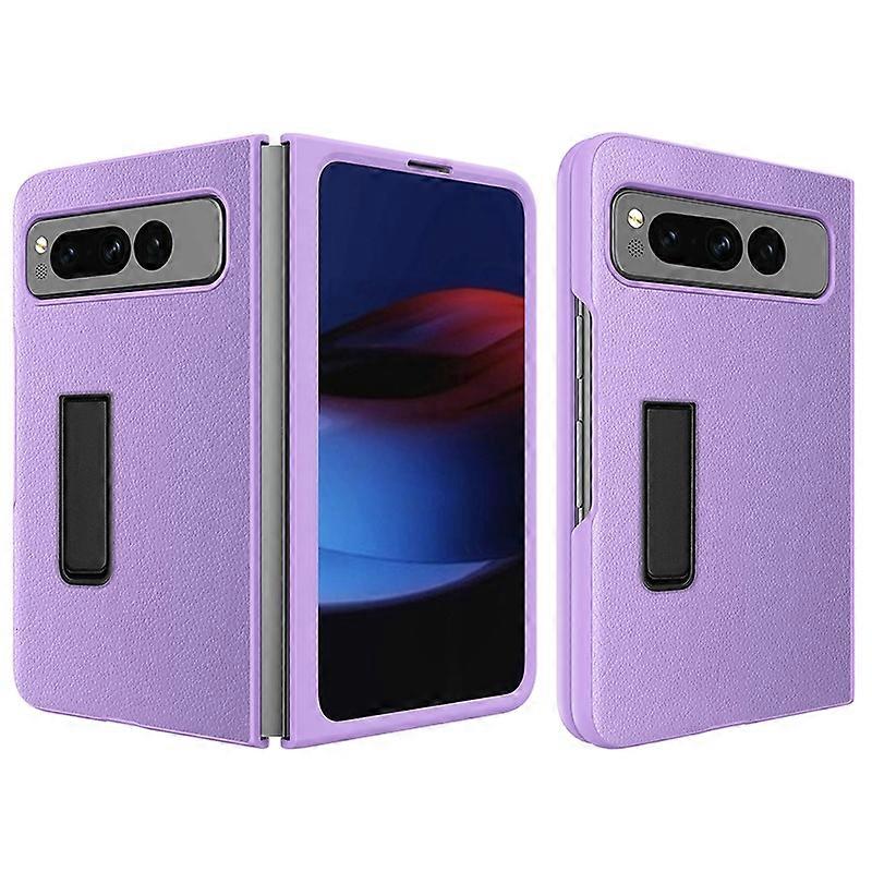 For Google Pixel Fold Hinge Protection PU Leather+PC Cover Kickstand Phone Case