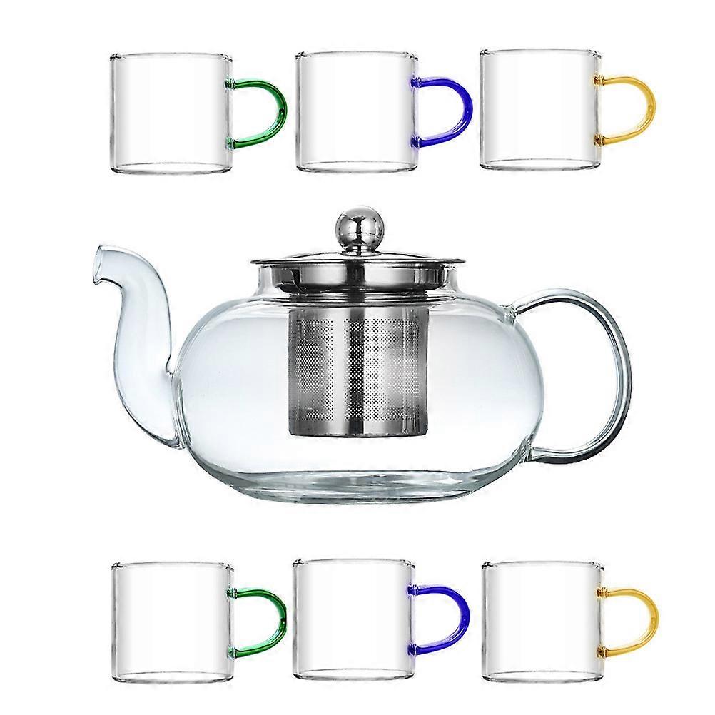 Transparent Glass Teapot Set for Drinking 1Set Heat Resistant Boiling Tea Kettle