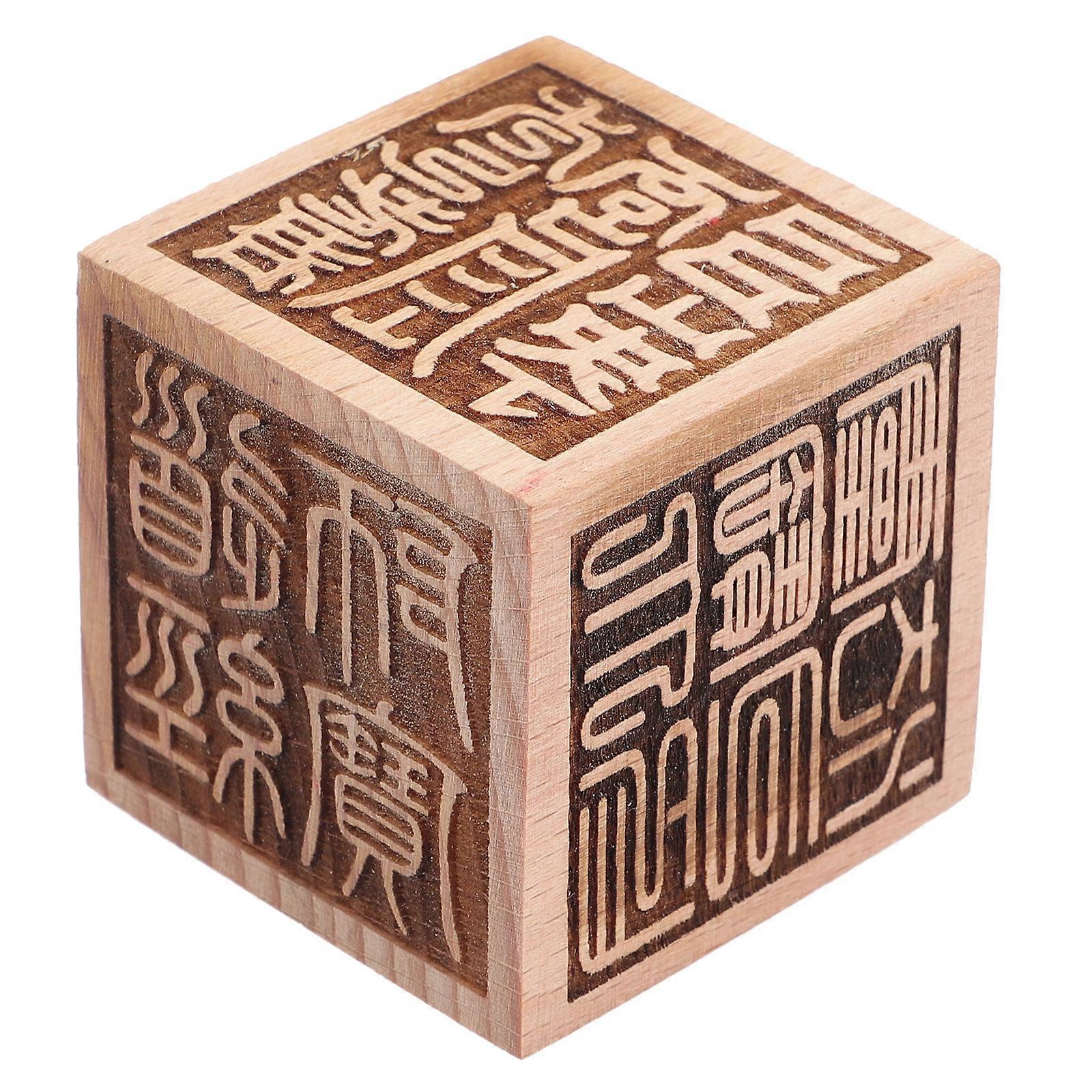 Wooden Chinese Seal Decorative Buddha Stamp for Desktop DIY 3Pcs Pack