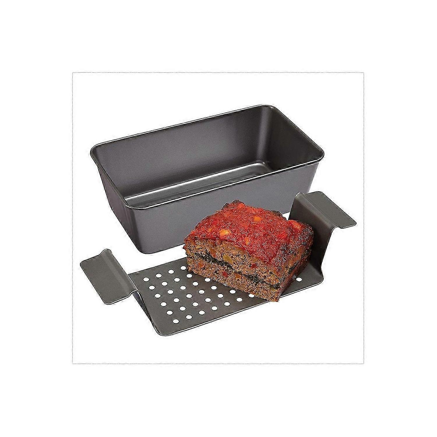 12 Inch Professional Healthy Meatloaf Pan Non-Stick Barbecue Tray Rectangular Loaf Pan with Insert R