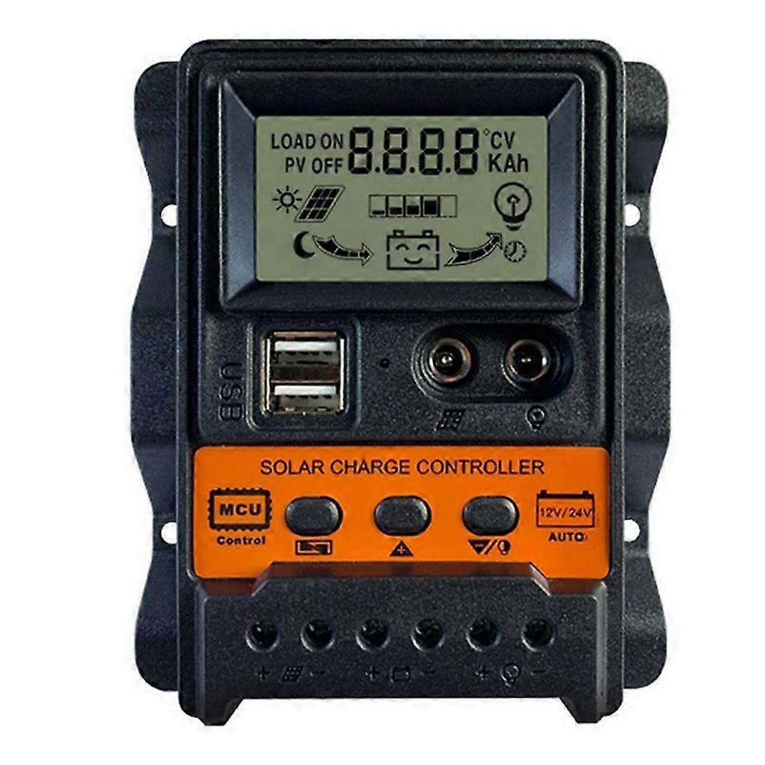 30A Solar Charge Controller 12V24V Solar Panel Battery Controller Regulator Auto 2 USB LCD Display L