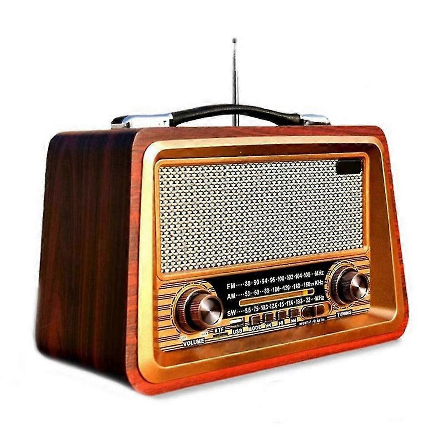 Retro Portable Radio Wireless Bluetooth Speaker Stereo AM/FM Radio Receiver Player USB TF AUX MP3 Classic Style
