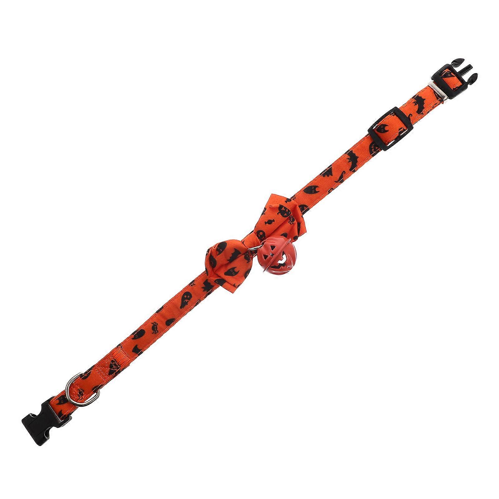 Halloween Pet Collar Bow Tie Cat Collar and Dog Collar Orange Polyester Material Detachable Function 1Pcs