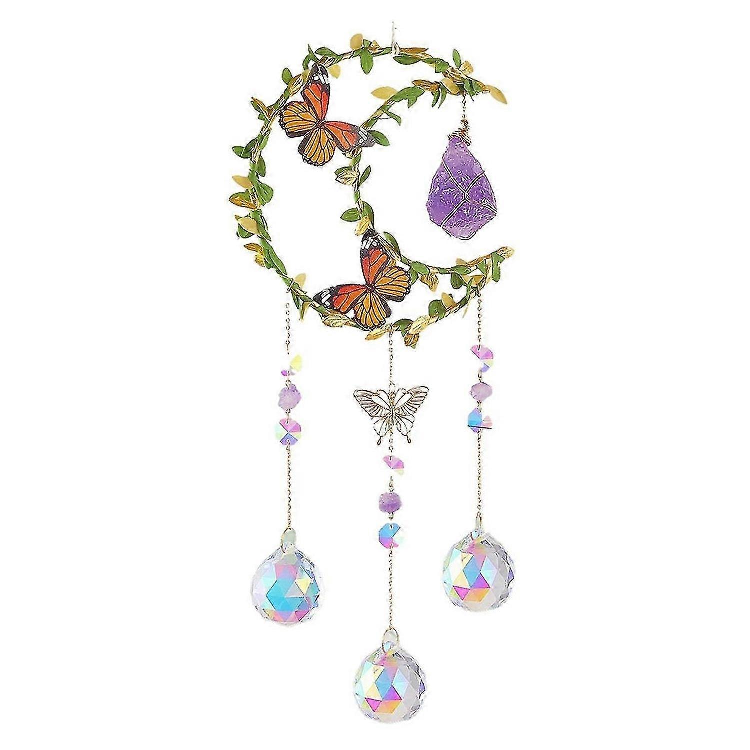 Amethyst Moon Crystal Suncatcher Window Hanging,Good Luck Charms