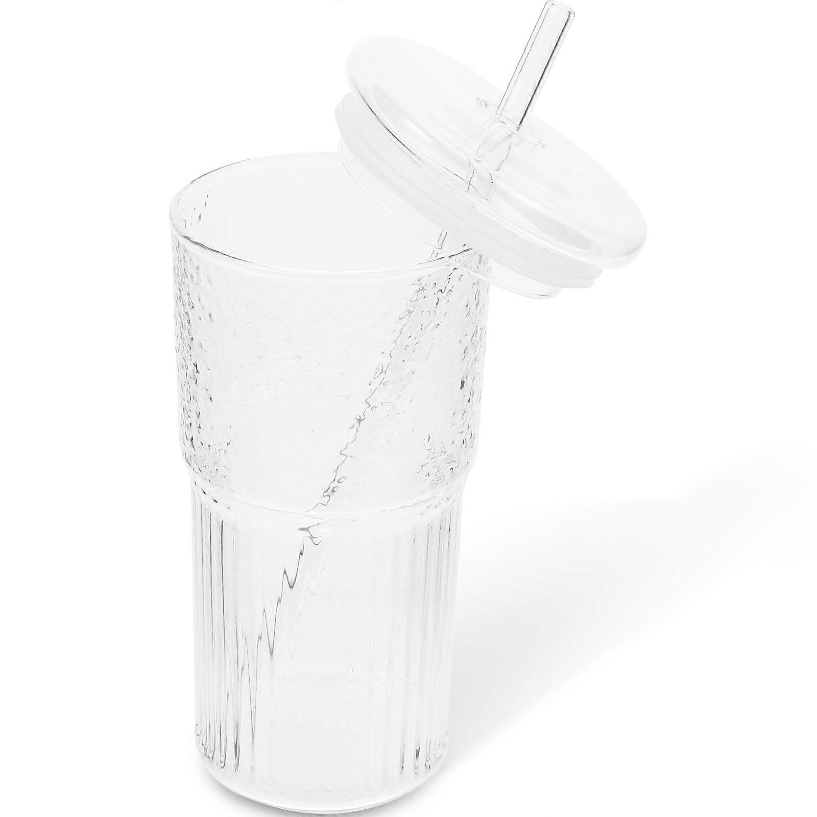Water Cup Glass Mug Outdoor Home Use Office Use Transparent High-Grade Glass Heat-Resistant Sealing Dustproof Portable 1 Set