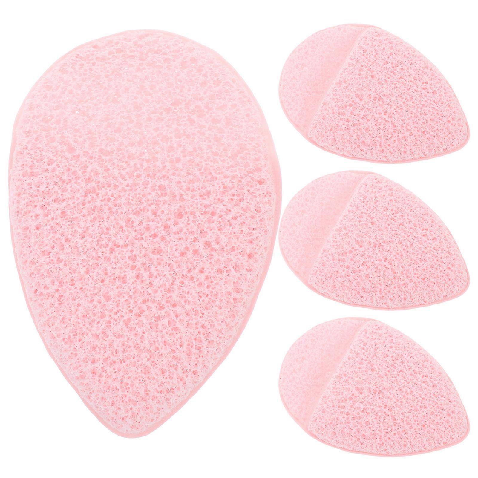 Makeup Removing Face Sponge 4Pcs Glove-Shaped Face Scrubber for Travel Pink Polyurethane for Exfoliating