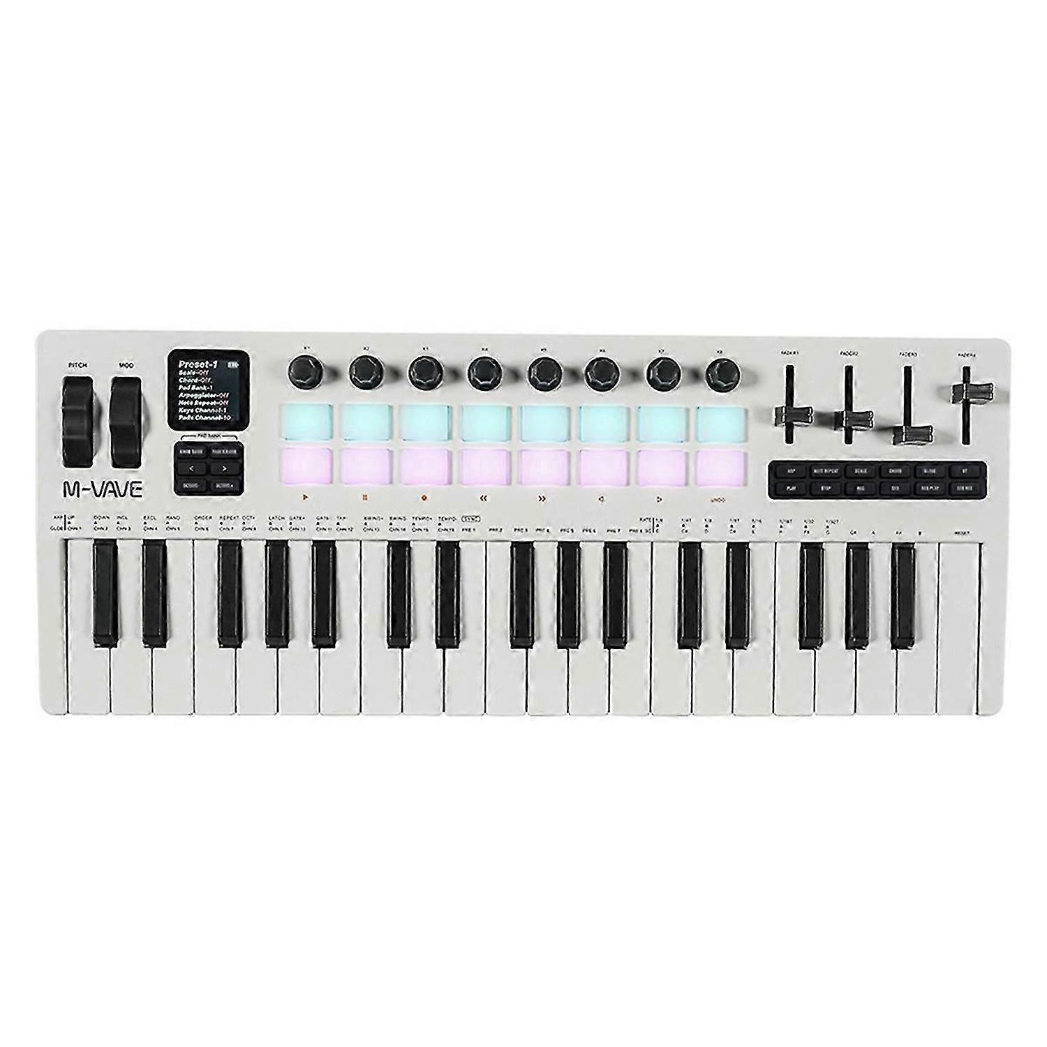 -37 PRO Keyboard 37 Key 3.5mm MIDI 16 RGB Drum Padswith Supports Wireless Connection to Multiple Sy