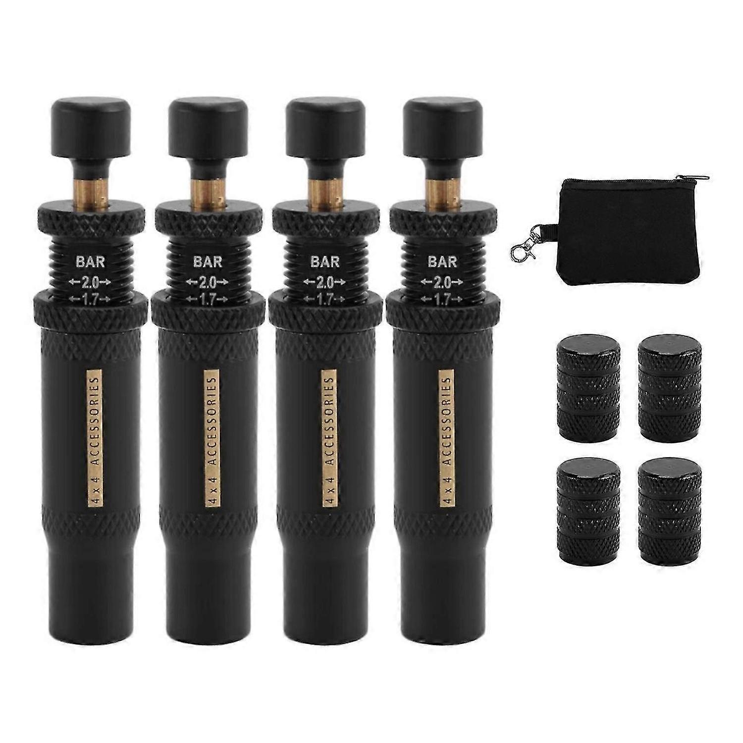 Adjustable Auto-Stop Tire-Deflator Valve Kit (10-30 PSI) 4 PCS Screw-on Tyre Air Down Tool for Vehic