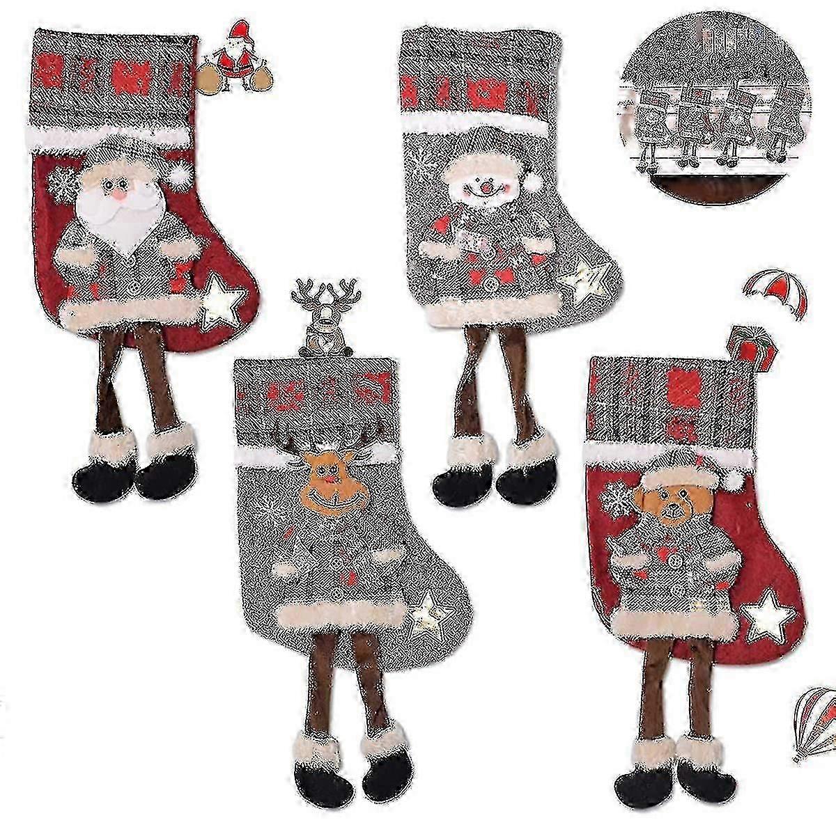 4pcs Stocking Stocking Boot Hanging Stocking Socks Stocking Stocking Gift Bag Hanging Candy