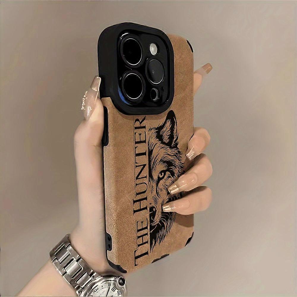 Wolf Head Hunter Style Faux Leather Phone Case For iPhone 16 Pro Max 11 13 12 15 14 17 Air X XS XR 16 Plus Shockproof Cover