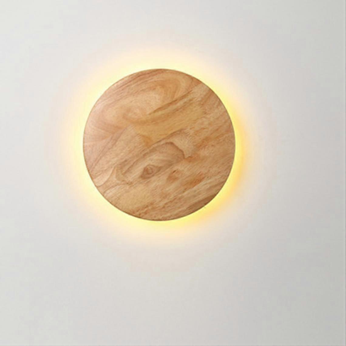 Solid Wood Log Bedroom Bedside Creative Studio Lamp Led Round Staircase Personality Solar Eclipse Lamp (warm Light)