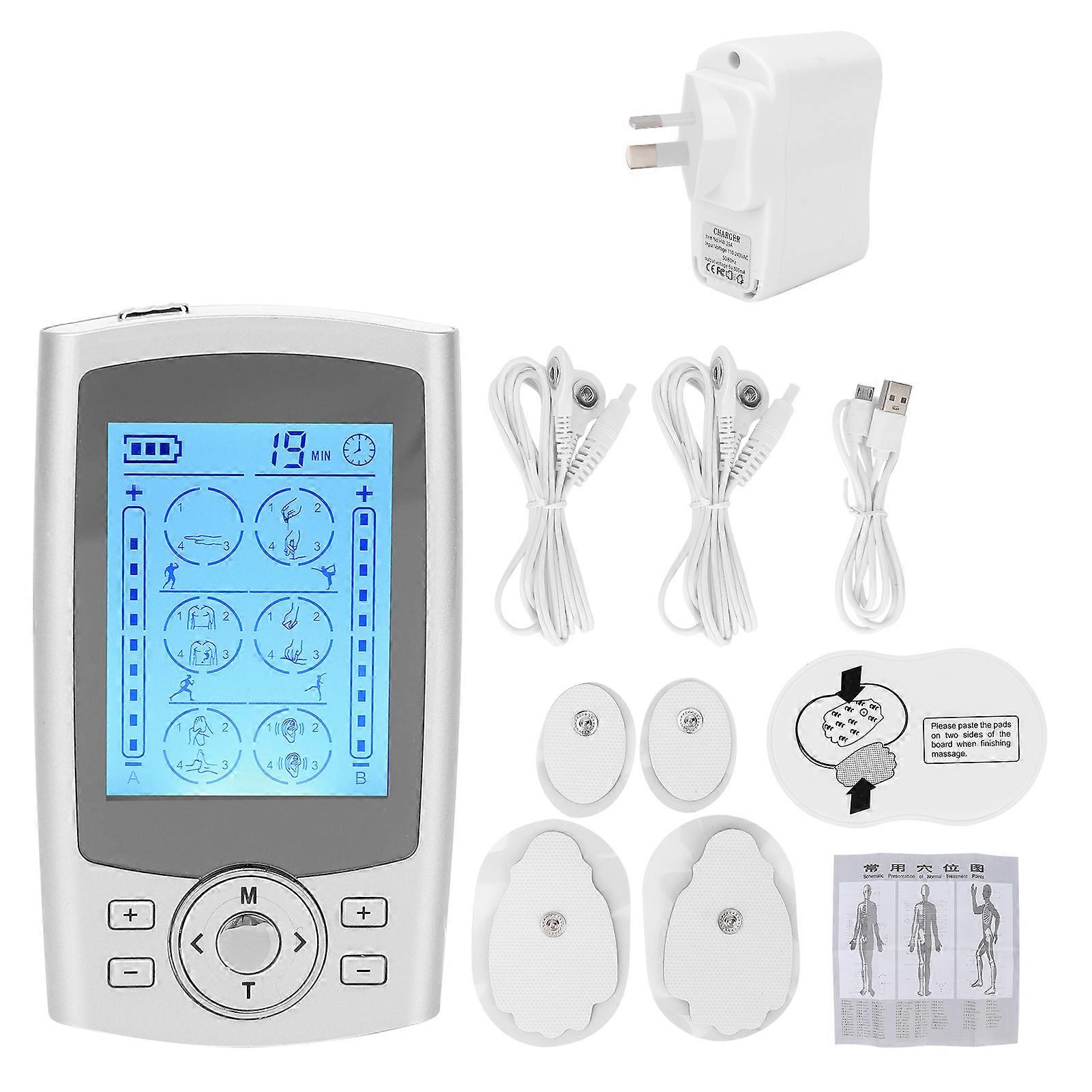 Rechargeable TENS massager for back pain relief, 24 modes muscle stimulator with EU plug