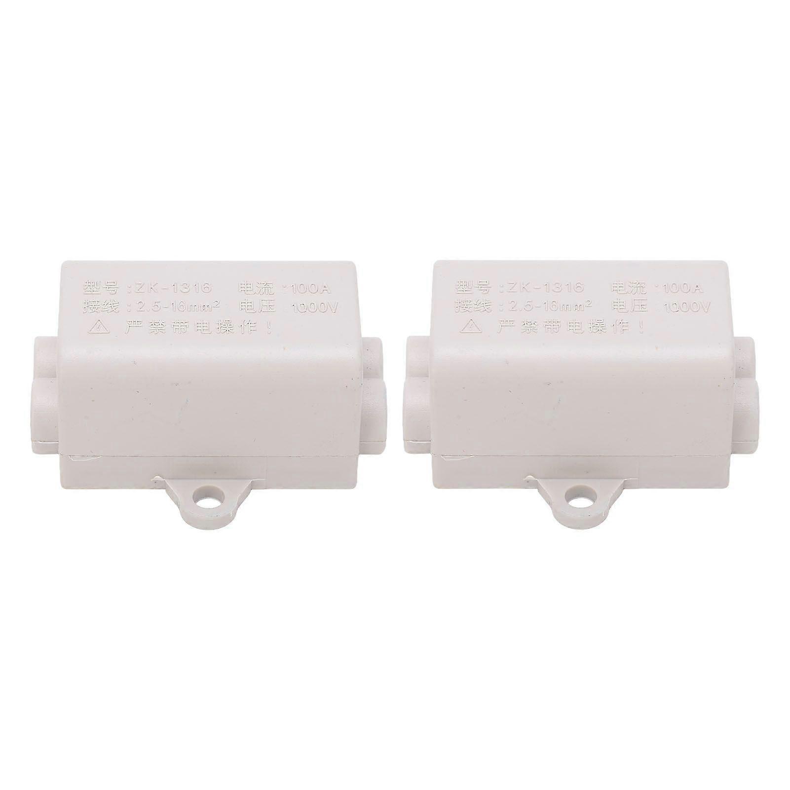 2 Pcs 100A 1000V Two In Two Out Quick Wiring Terminal Inline Junction Connector Box Quick Wire Cable Connector for 2.516mm Wiring