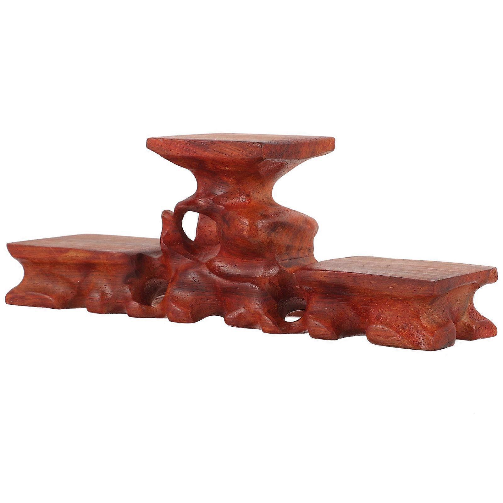 Tabletop Wood Base for Crafts Display with 4Pcs Set Dark Red Wood