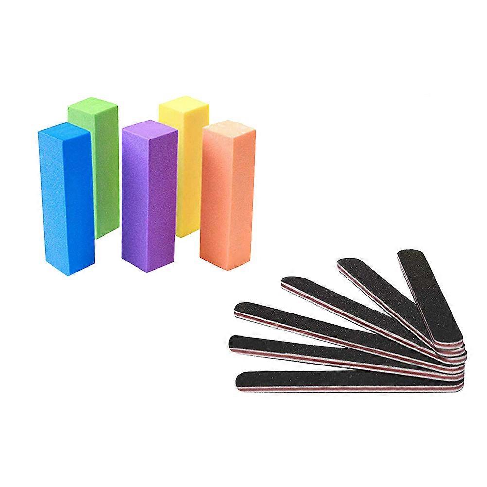 Manicure Tools Diy Nail Art Supplies Nail Polishing Files Sponge Material Prismatic Shape Home Use 1Set