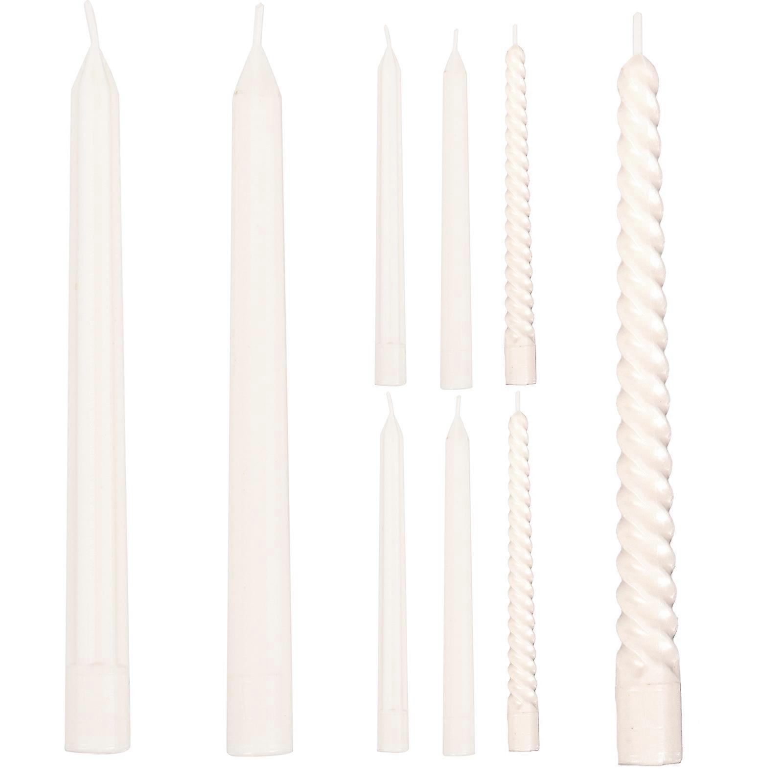 Miniature Candle Models 9Pcs White Plastic Mini Decor with Handcrafted Playing