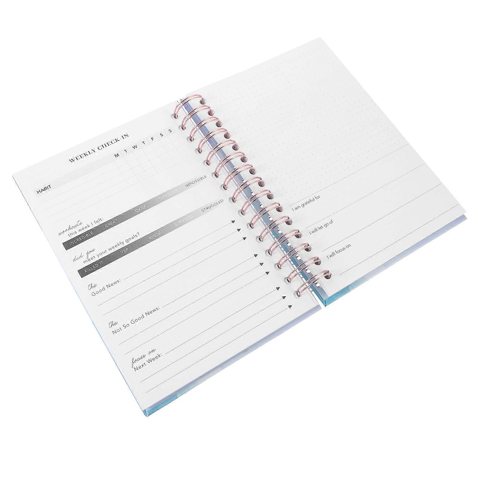 Daily Planner Notebook 5Pcs Exercise Tracking Journal For People Seeking Self-improvement Sky-Blue Rectangular Goal Setting