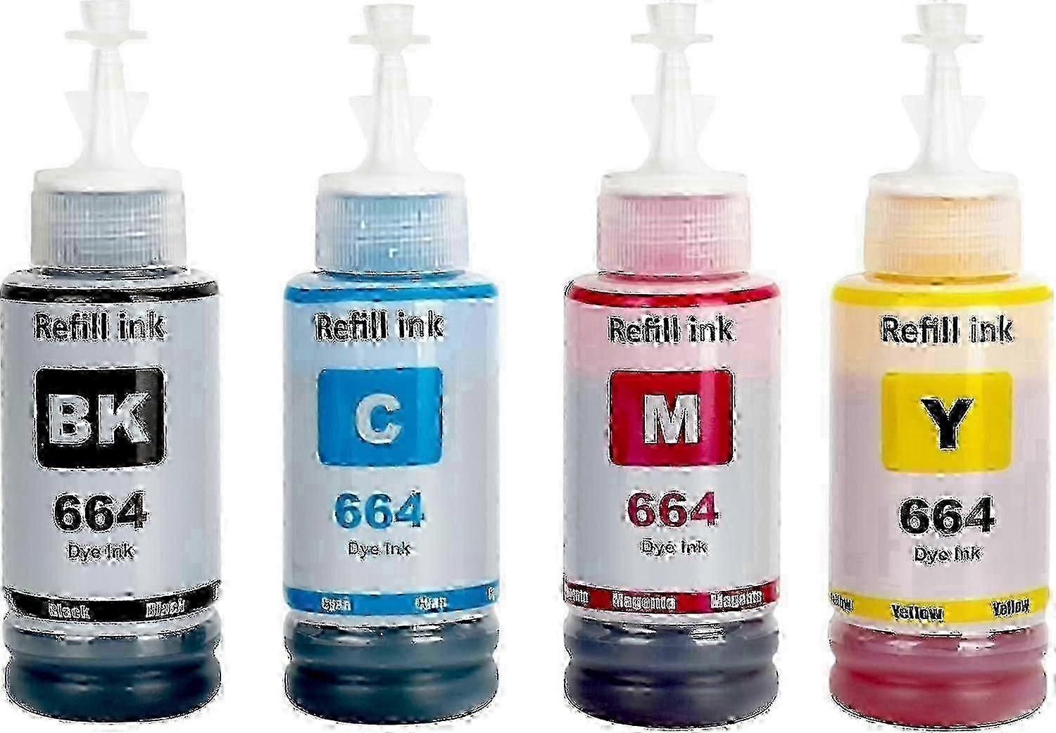 طقم أحبار مكون من 4 عبوات 664 لطابعات Ecotank من إبسون (l210/l220/l300/l355/l365/l555/l1300)