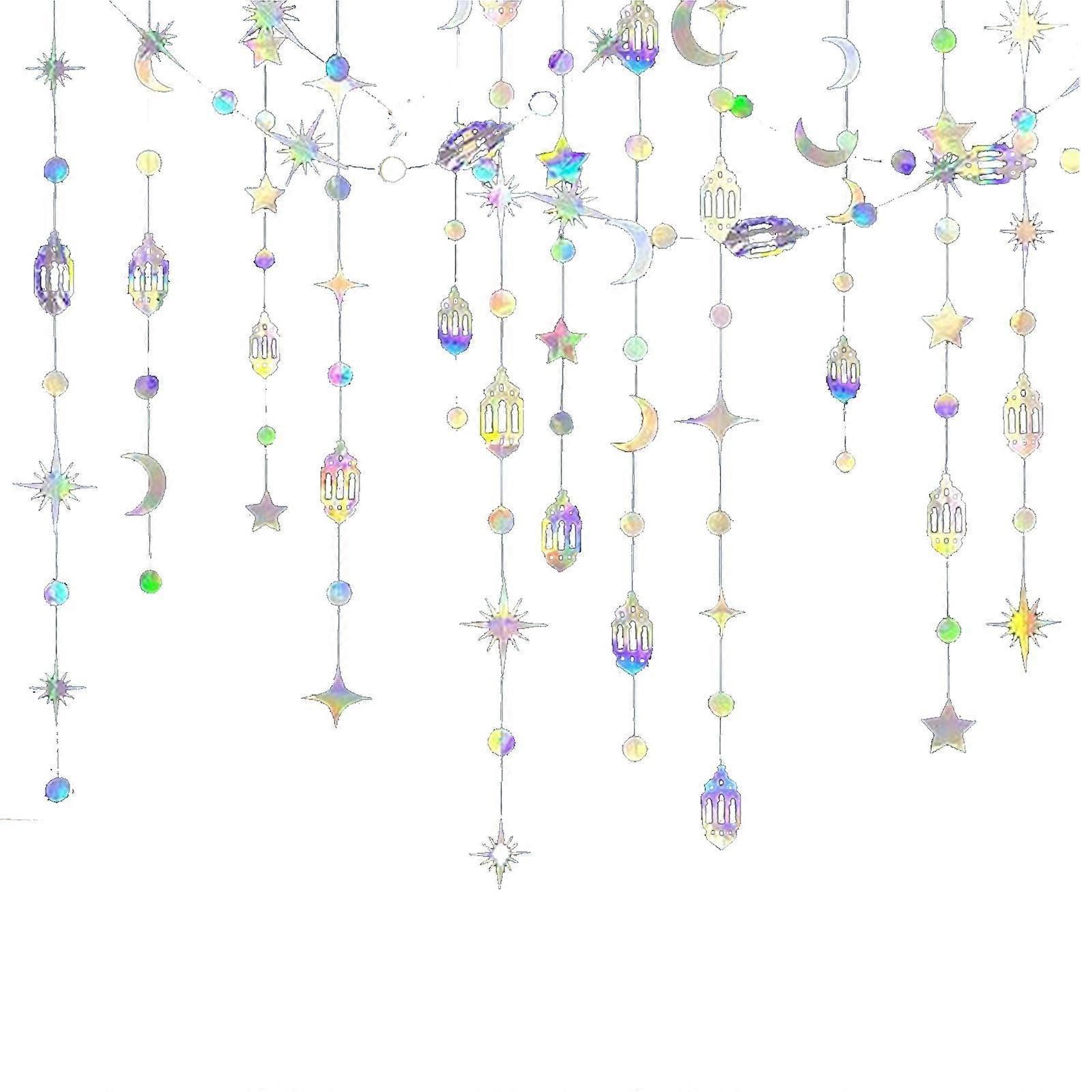 Bandeira de estrelas e lua pendurada pingente de estrela e lua puxar flor Oriente Médio