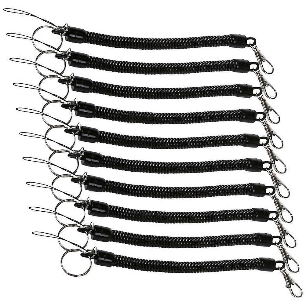 Elastic Rope Buckles Telescopic Keychain for Outdoor Use 50Pcs Black Coil