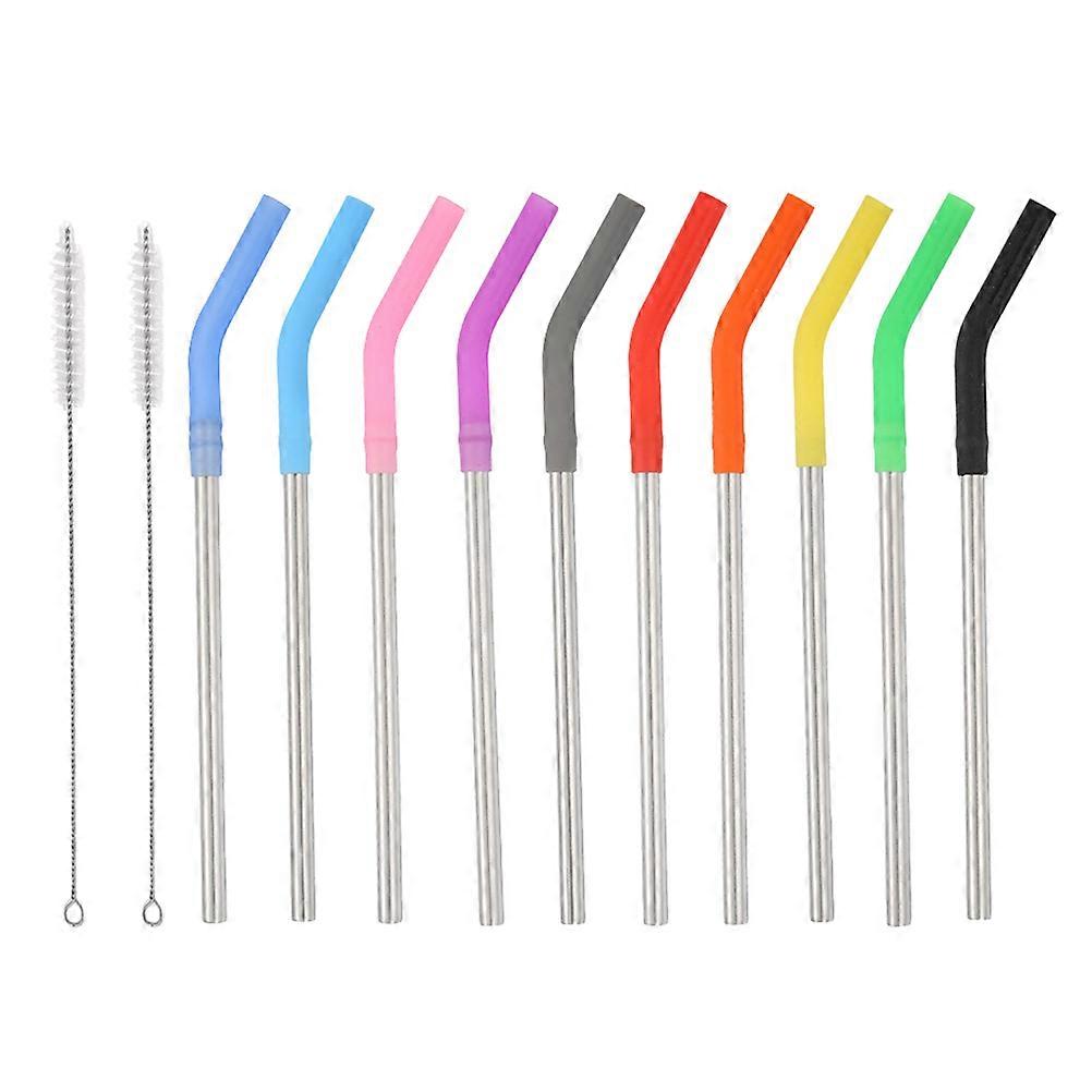 Curved Drinking Stainless Steel Straws Set with Silicone Nozzle for 24Pcs