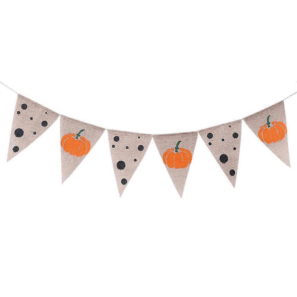 Halloween Decorations Linen Banner for Party Use 3Pcs Pumpkin Pattern