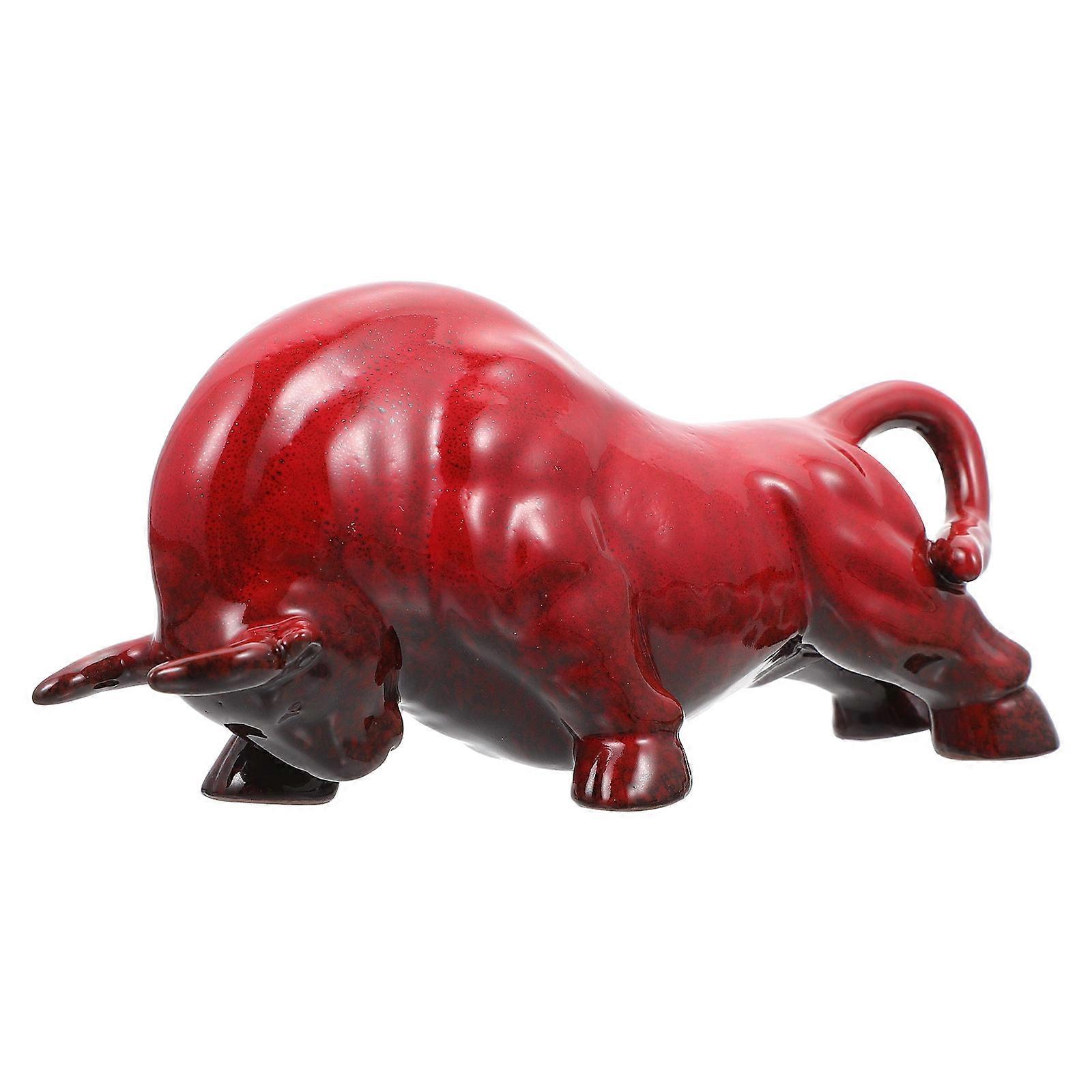 Living Room Tabletop Cattle Ornament Ceramic for 4Pcs