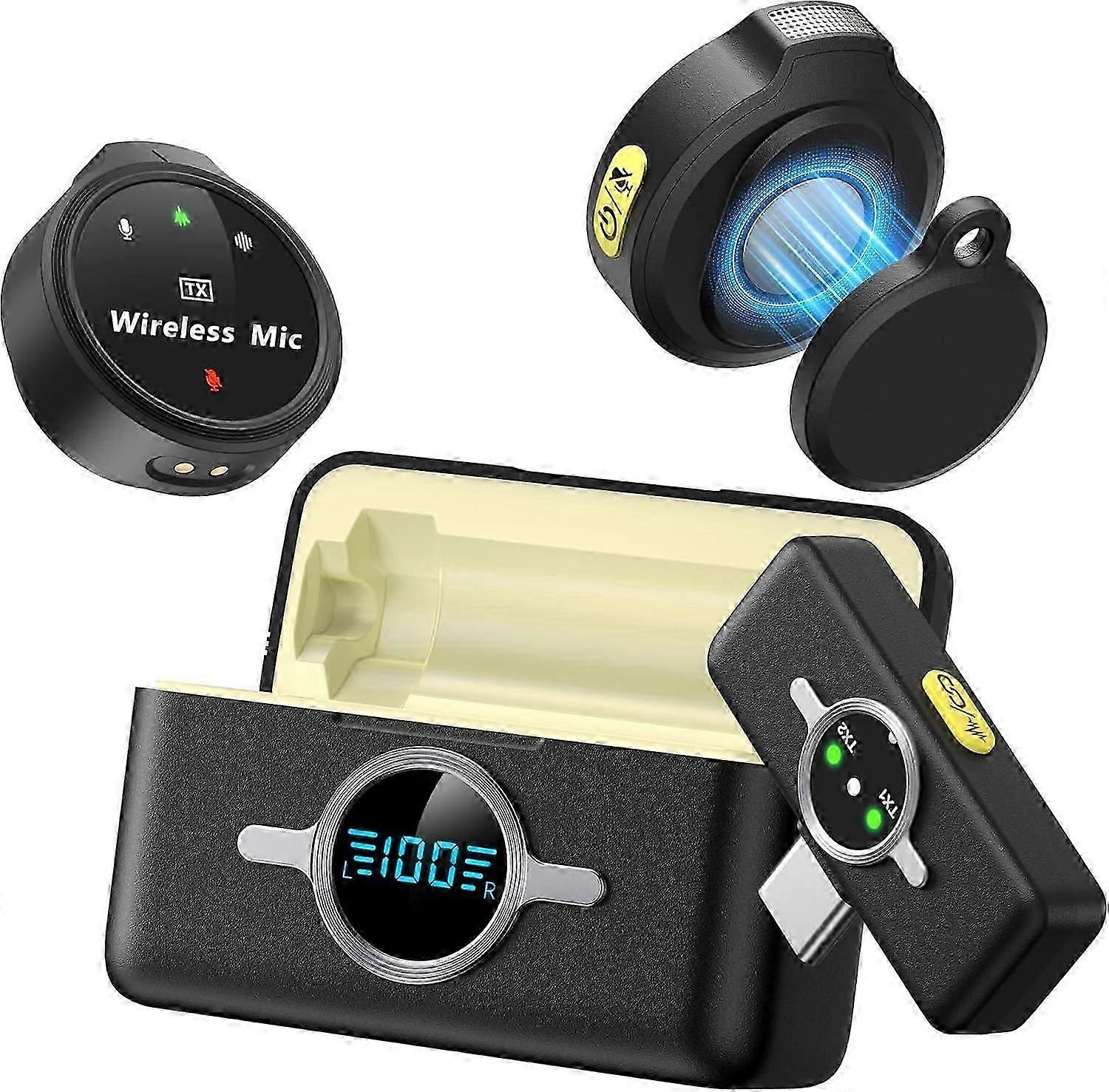 Microphone cravate sans fil pour iPhone/Android, Microphone cravate avec USB-C