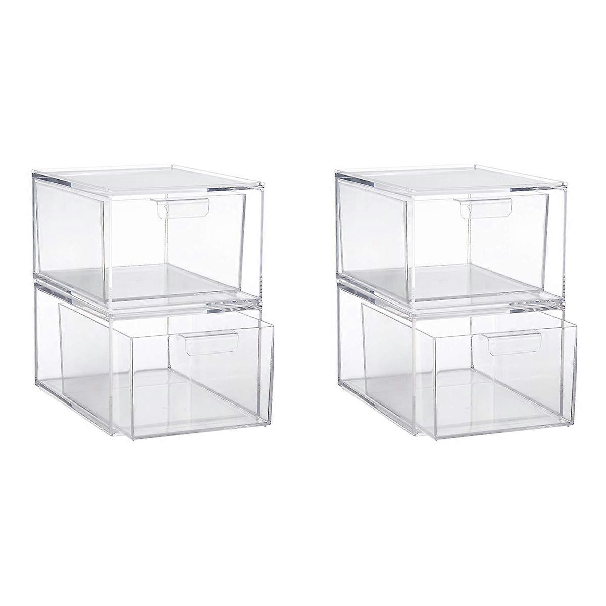 Stackable Clear Organizer Drawers 4.5-Inches Tall Organize Cosmetics