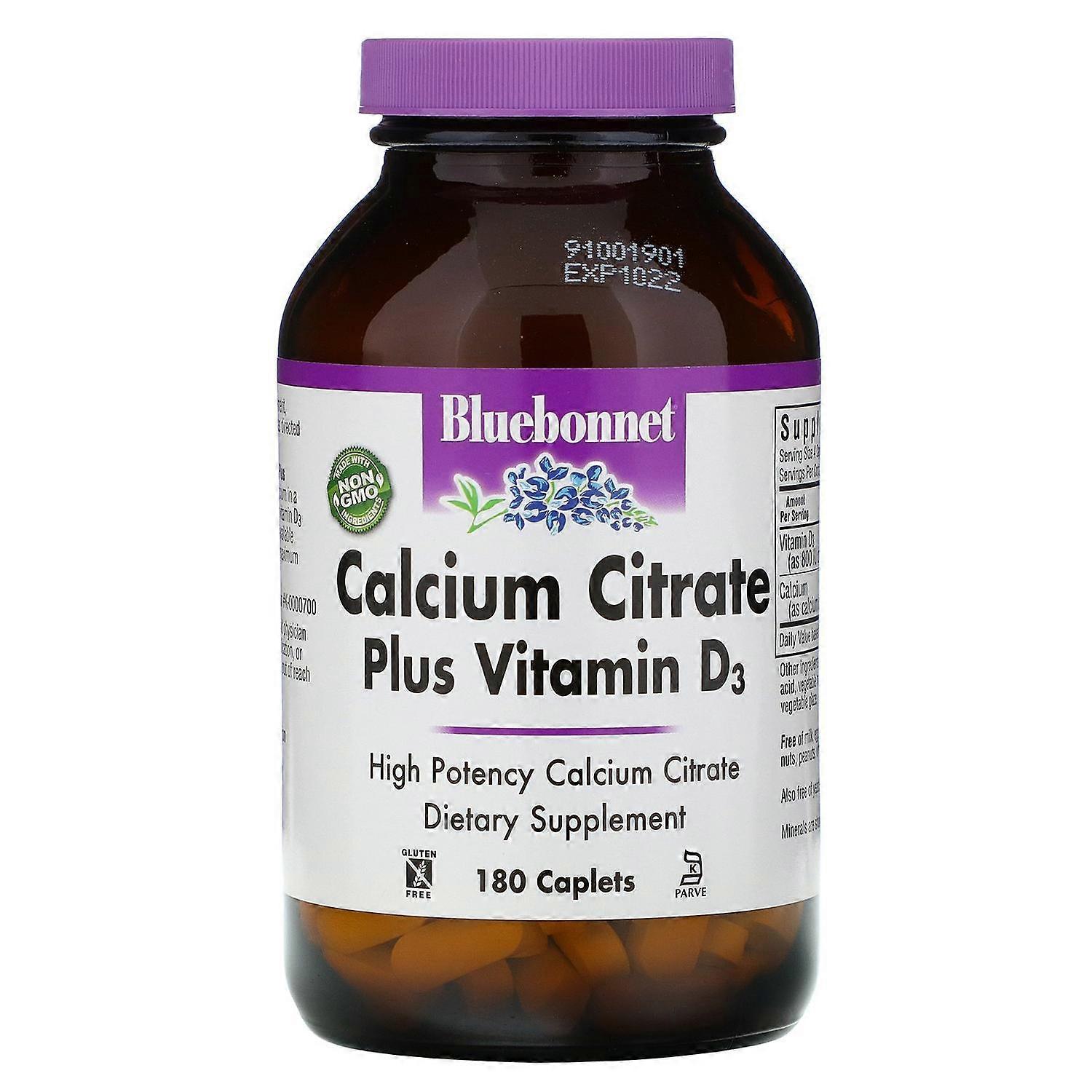Bluebonnet Nutrition, Calcium Citrate Plus Vitamin D3, 180 Caplets