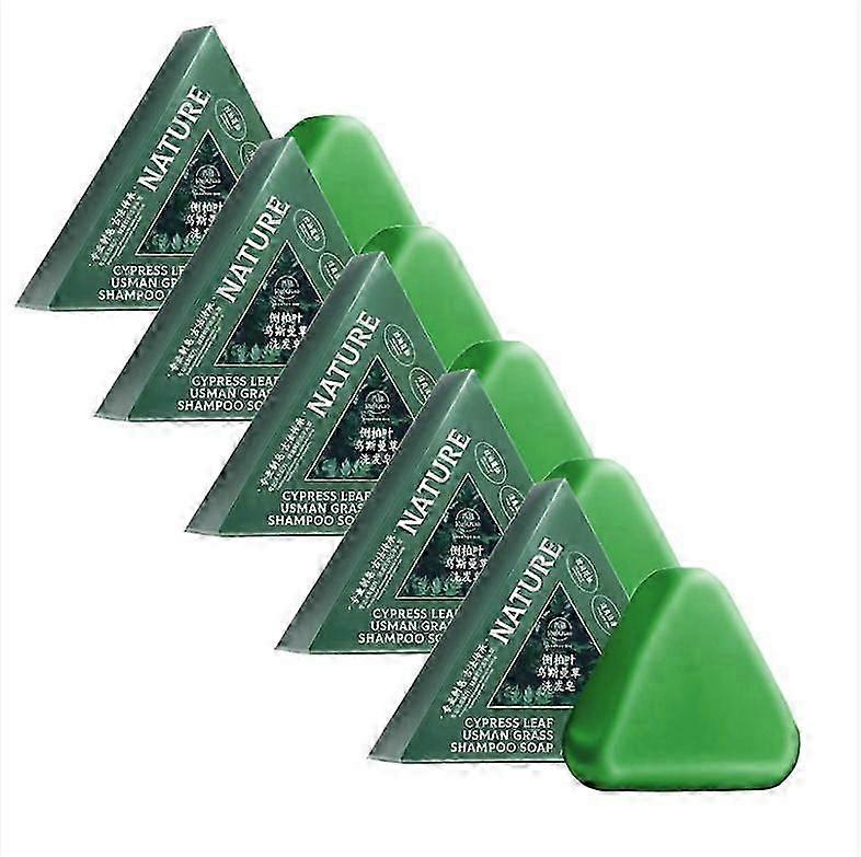 1~5X Nature Triangle Shampoo Bar, Nature Seven Green Soap Shampoo, Natural Usman Grass Shampoo Bar, Calming & Strengthens Hair for Women and Men 2025