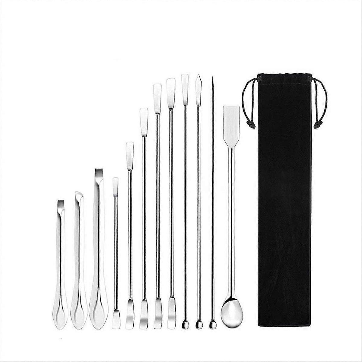 12Pcs Stainless Steel Lab Spoon Spatula, Laboratory Sampling Spoon