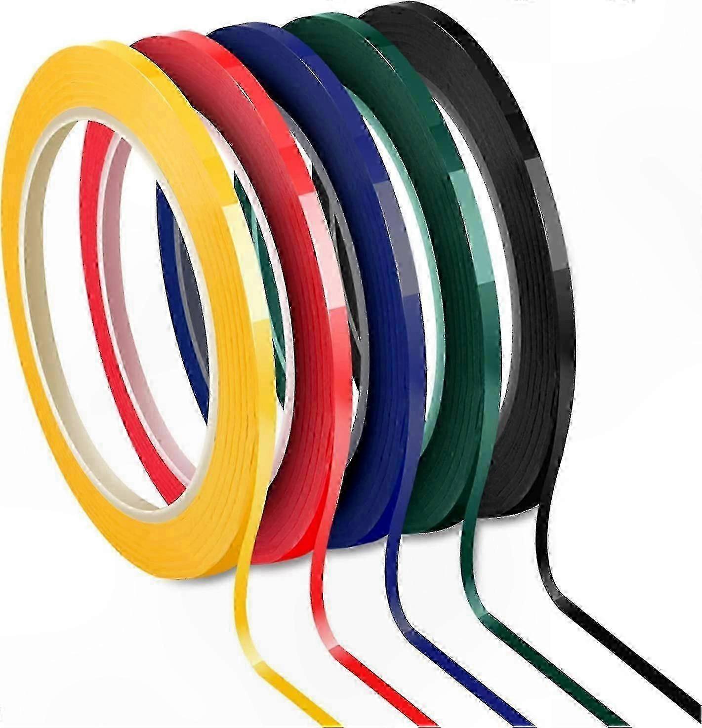 5 Rolls Of 3mm Graph Grid Tape, Self-adhesive Whiteboard Marking, 5 Assorted Colors, 66m Length Per Roll