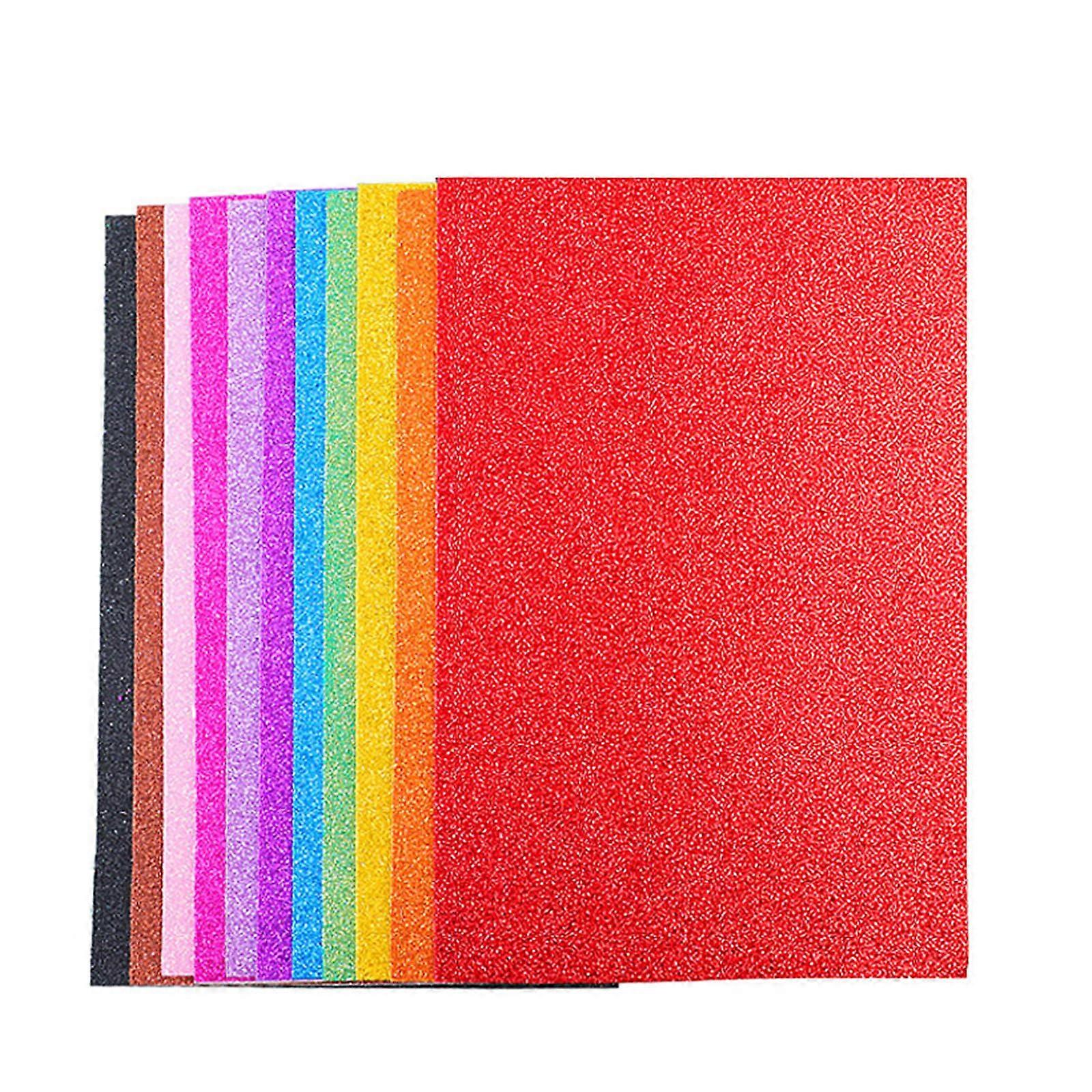 Glittering Adhesive Foam Paper 2mm Thick 10 Pcs Colorful Craft Sheets For Model Making
