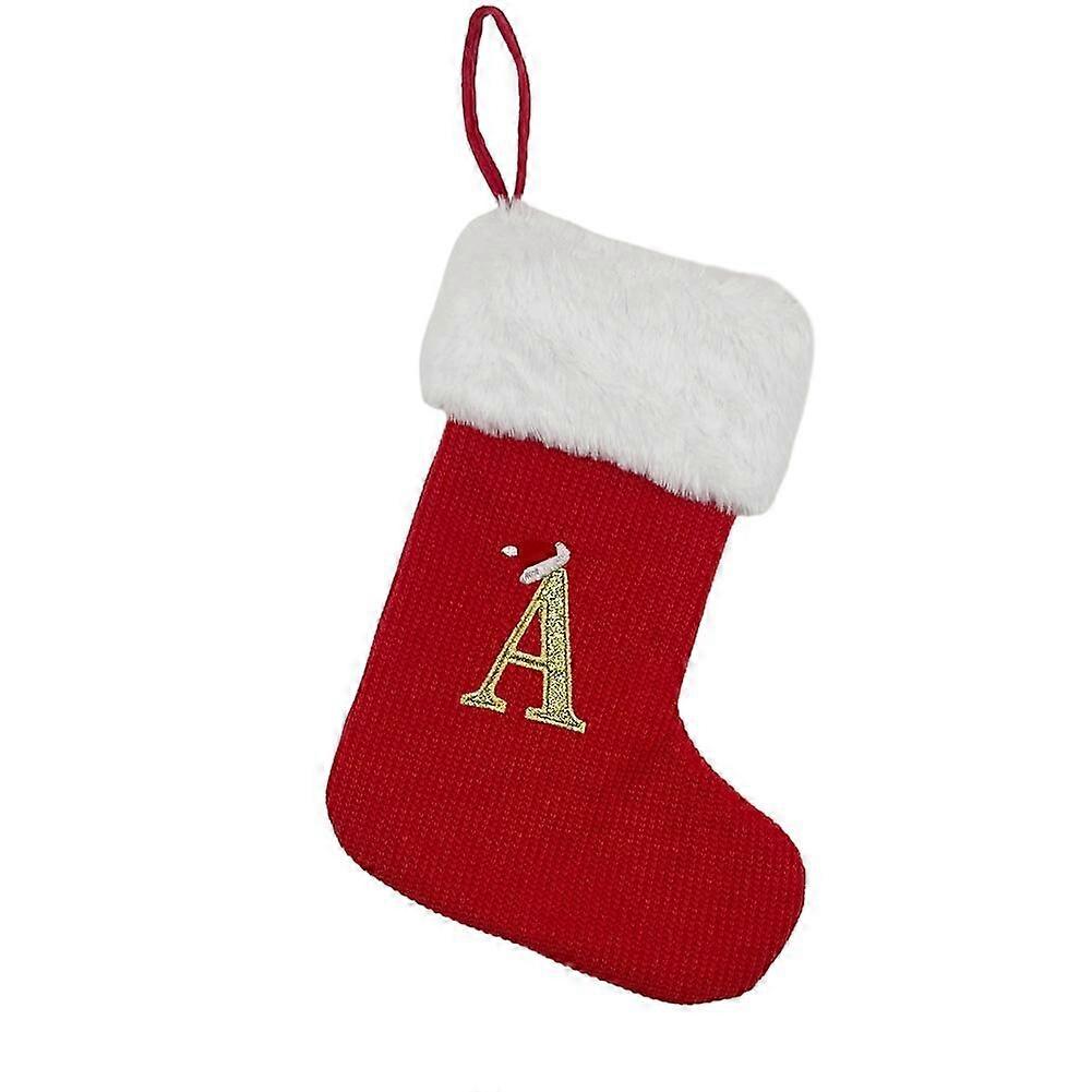 Christmas Spirits Red&White Knitted Stocking with Embroidered Monogram