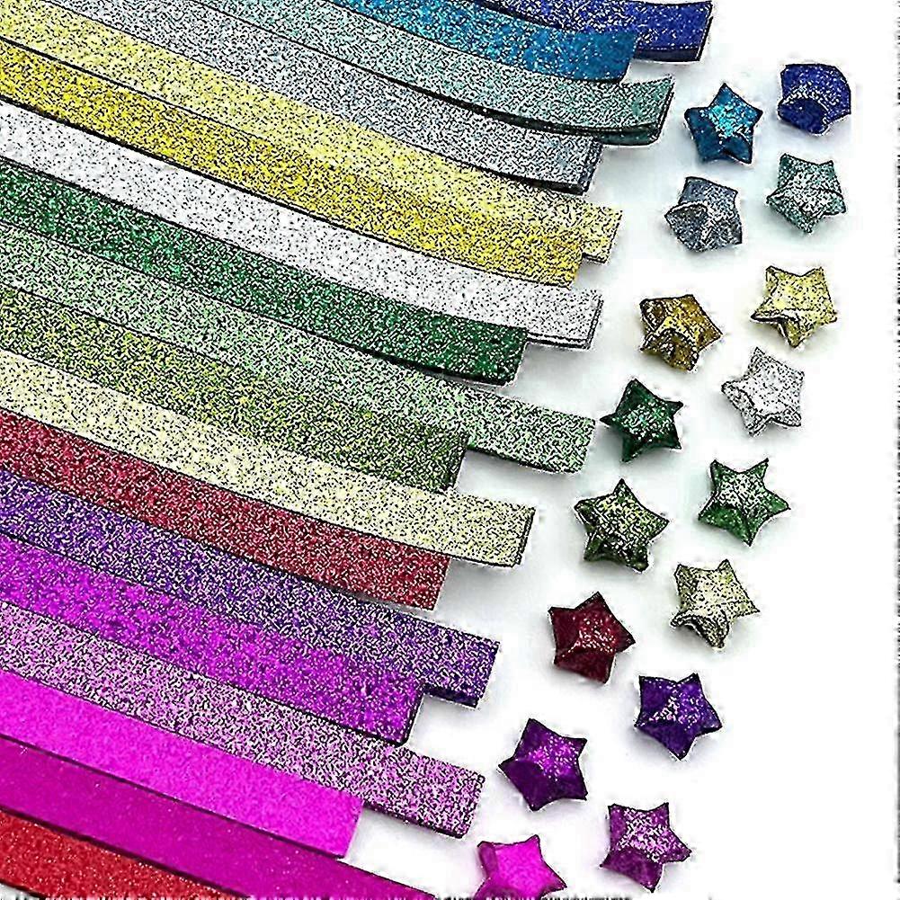Glitter Diamond Star Paper Craft: Frosted Folding Stars DIY with Gradient Origami