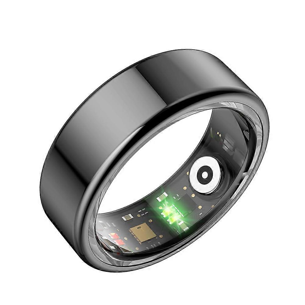 Smart Ring Bluetooth 5.0 Tracker Blood Oxygen IP68/5ATM Waterproof MultiSport Modes Android iOS Size 8 Black