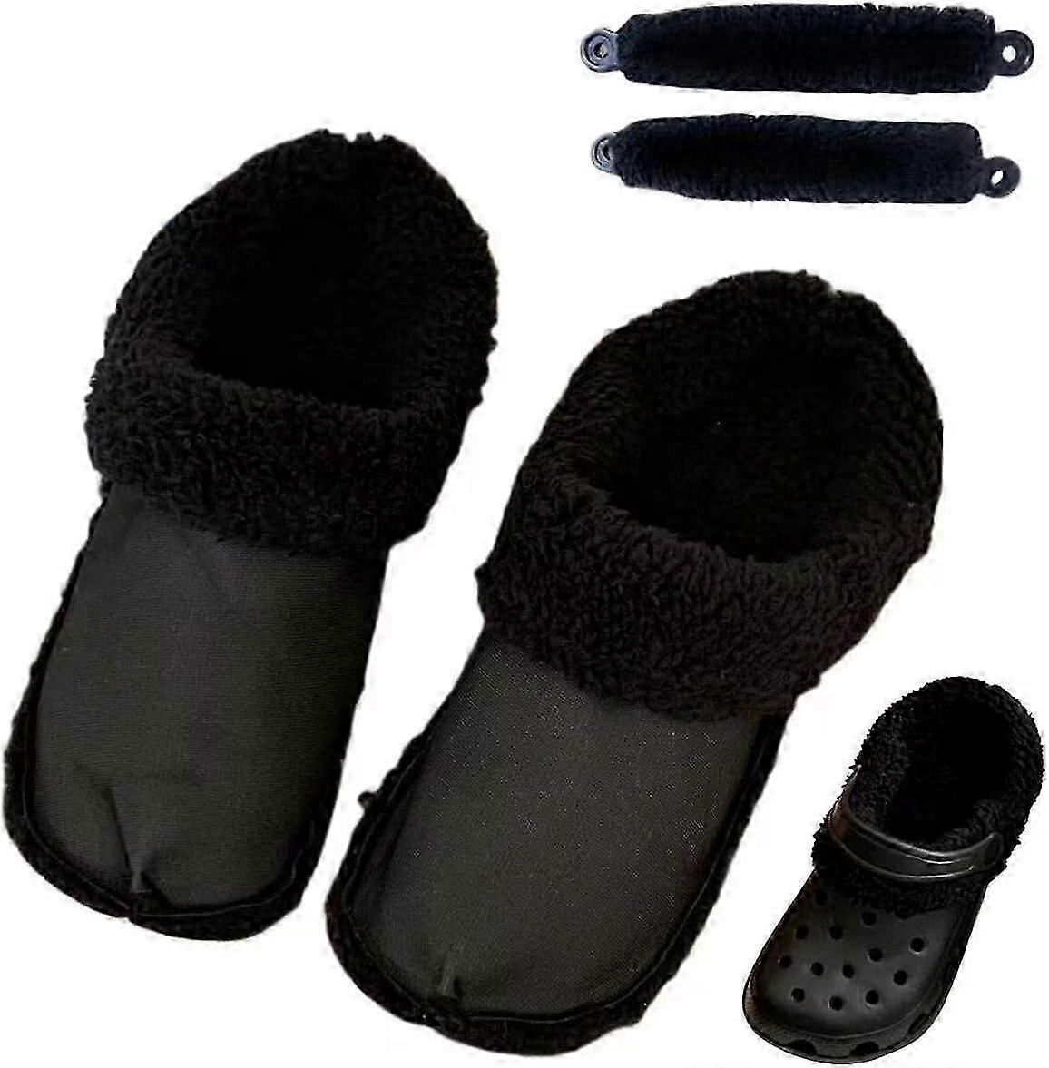 For Crocs Replacement Insoles with Fluffy Fur Lining, Winter Clogs Short Plush Removable Liners with Lace Covers