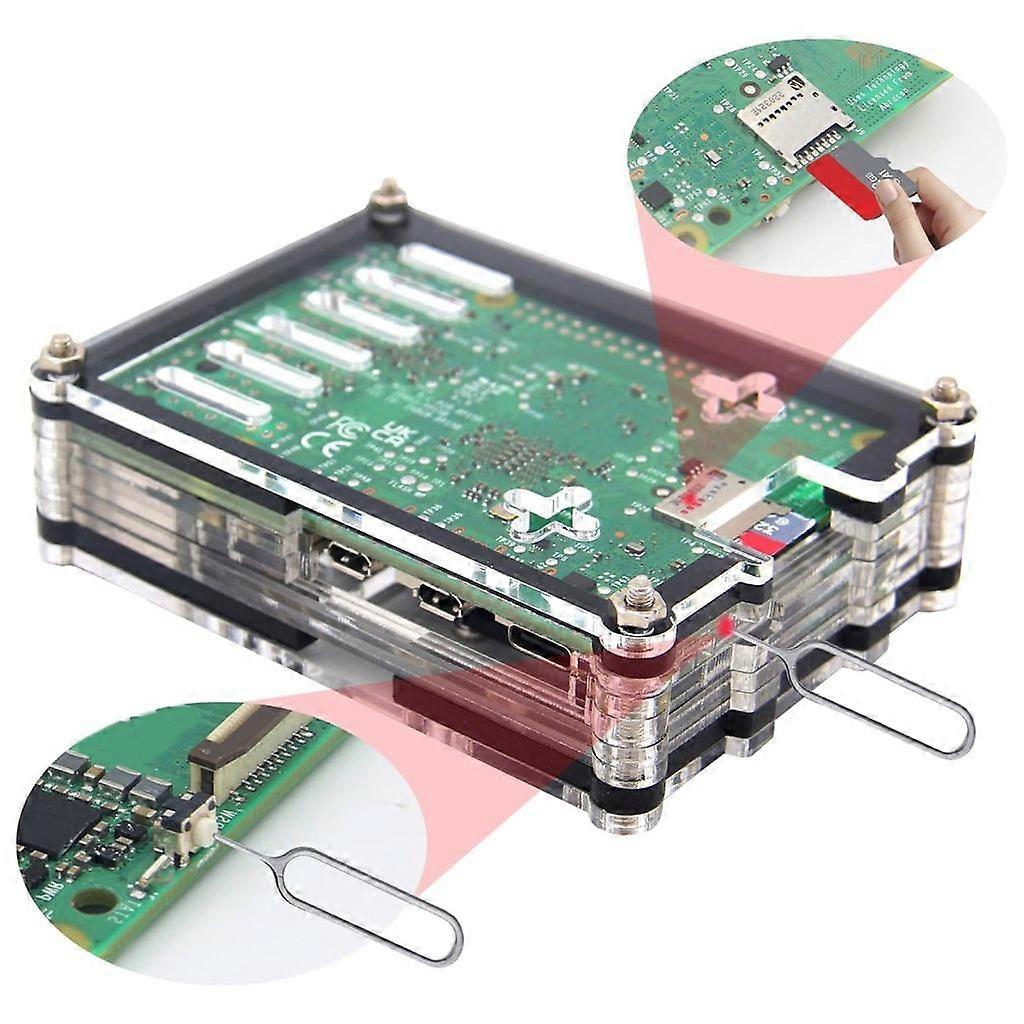 Acrylbehuizing voor RaspberryPi5 4GB/8GB Verbeterde warmteafvoerbox