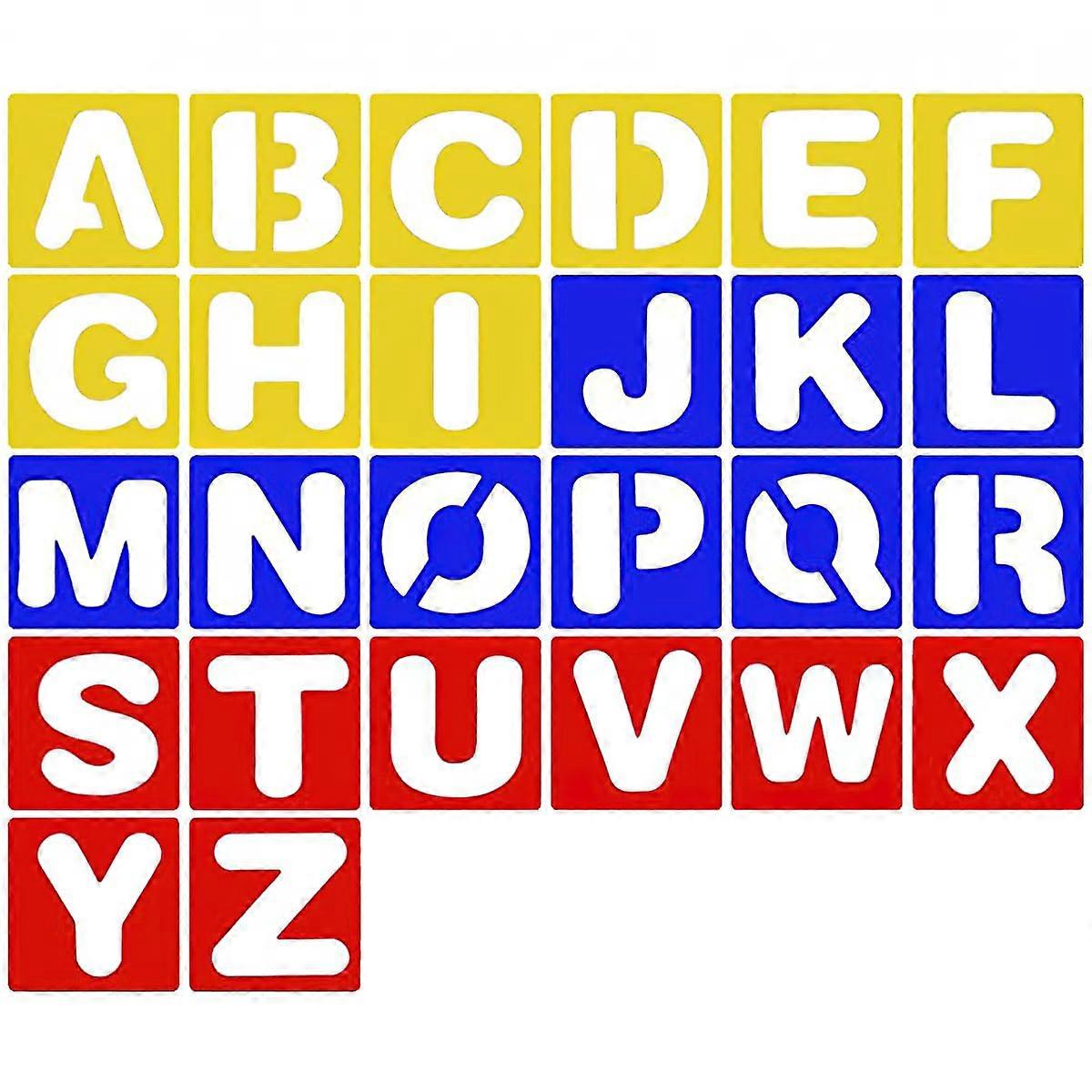 Alphabet Stencils 26 Pcs Set AZ Letters Colorful Plastic Templates for Painting and Learning 7.6 x 7.6 cm