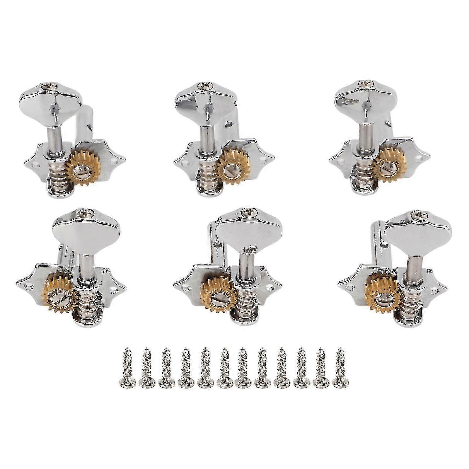 6Pcs Guitar String Tuning Peg Metal Open Tuner Key Machine Head Set Kit for Acoustic ElectricSilver Edition 1107