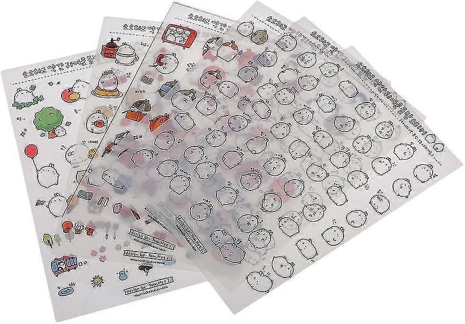 6 Sheets Many Cute Bold Lazy Rabbit Transparent Sticker Diy Album Planner Diary Decoration