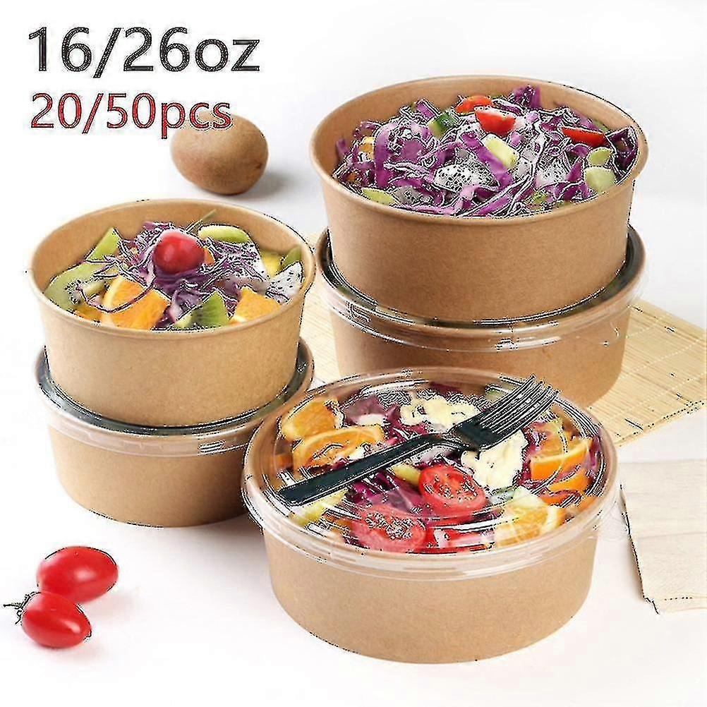 20/50pcs使い捨てクラフト紙ボウルフルーツサラダボウル食品包装容器テイクアウトパーティーファヴォ