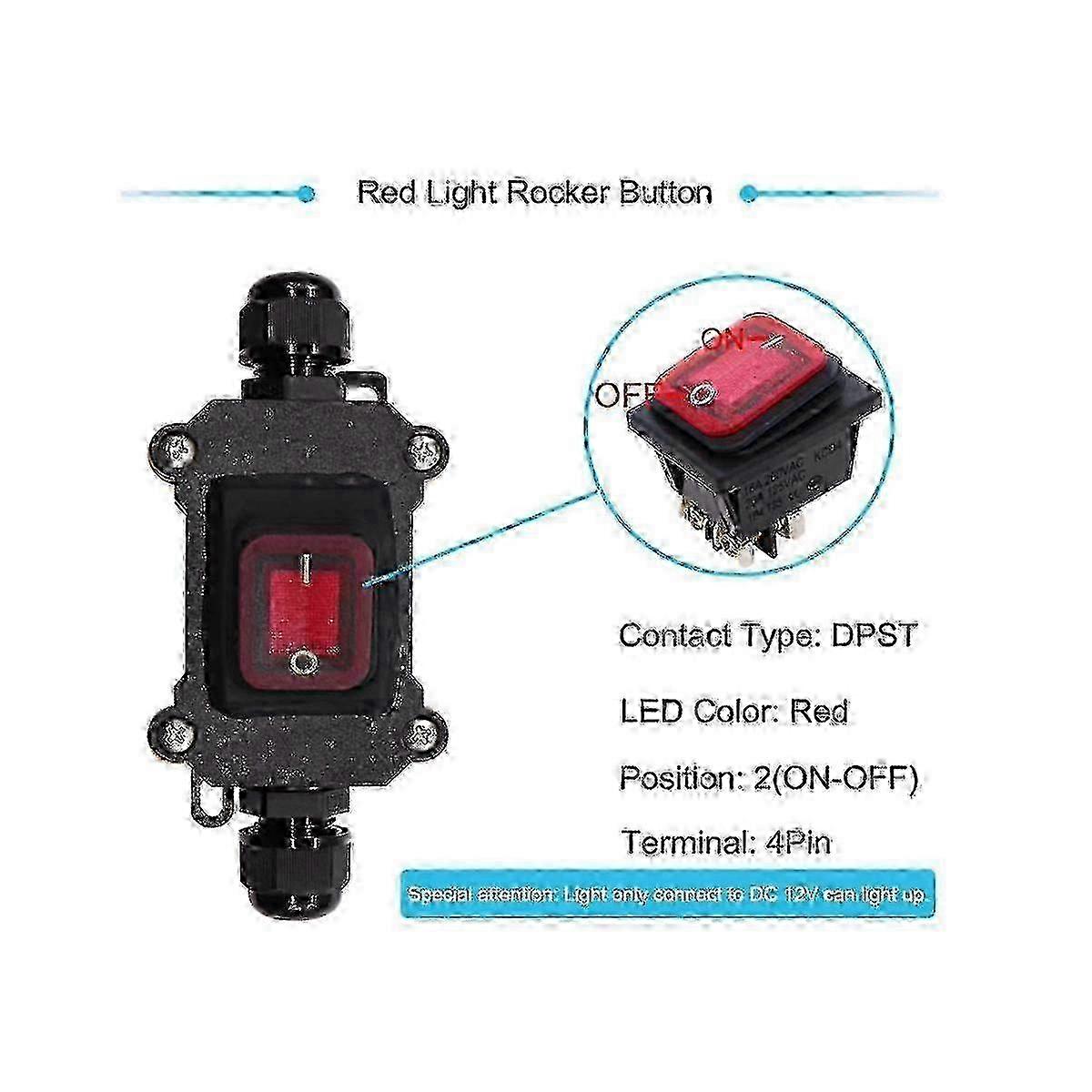 Inline 20A High Current Switch 12V DC with IP67 Waterproof Protection for Outdoor Use 2025