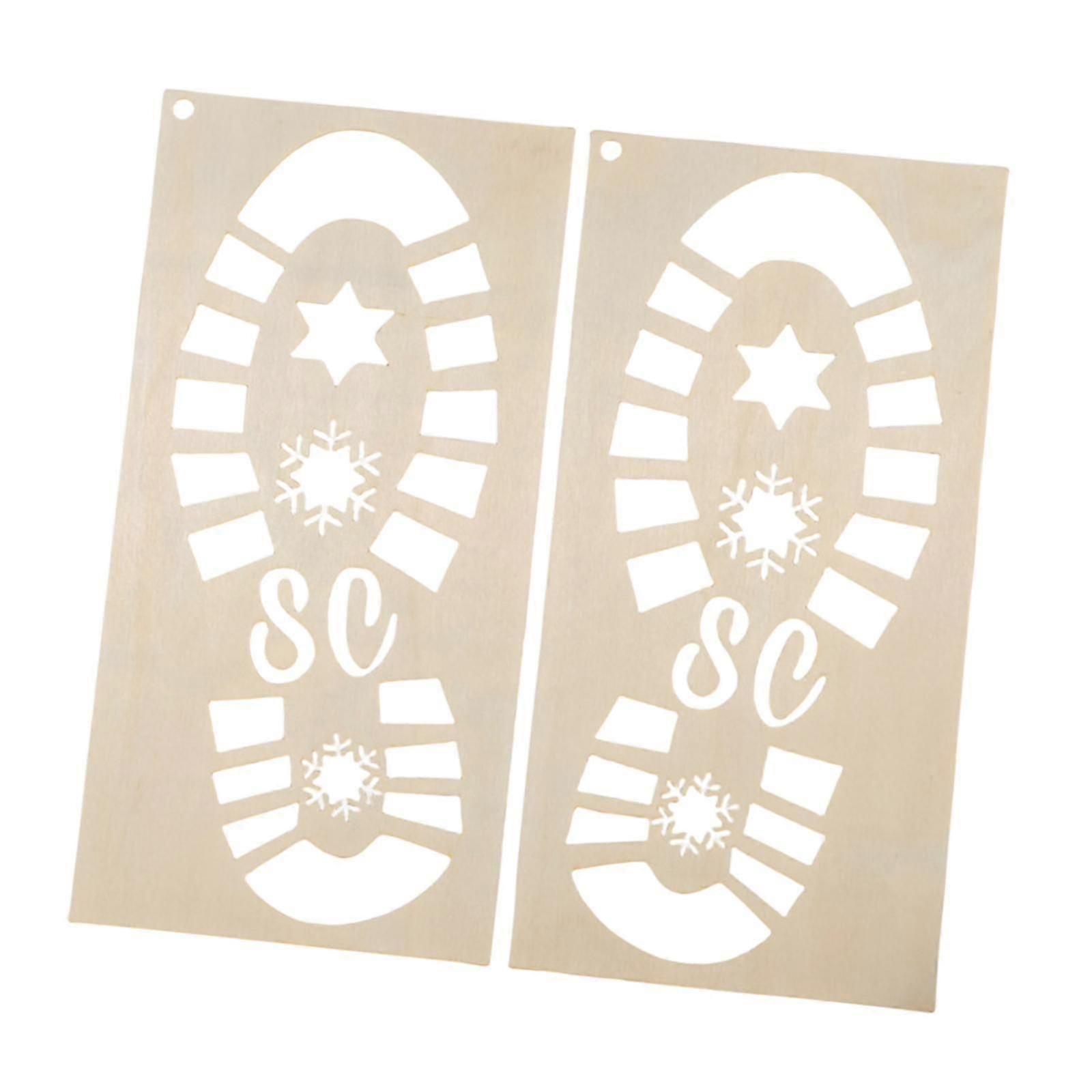 Christmas Santa Footprint Stencil Reusable Painting Template for Wall Window Snowflake