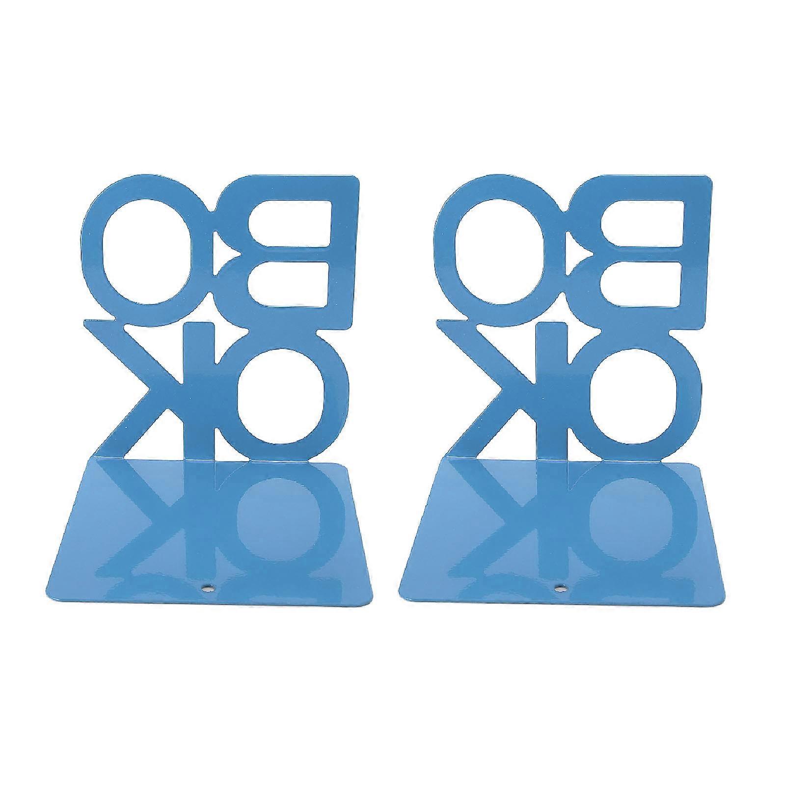 1 Pair Modern Bookend Non Slip Heavy Duty Decorative Book Stopper for Desk Office Library Blue