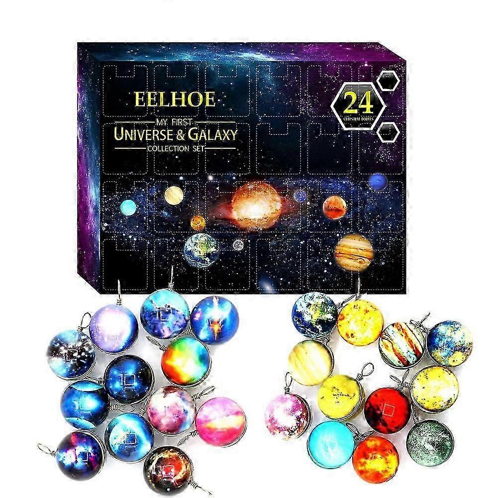 24pcs Cosmic Galaxy Advent Calendar Interesting Universal Decor 2021 New Year Toys Earth Science Kit Blind Box For Kid Gift