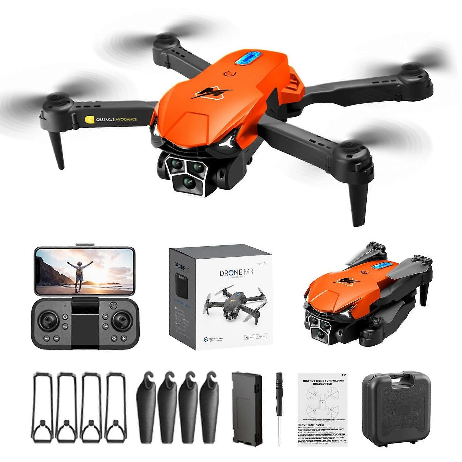 Drone with Camera Clearance Drone Three Camera HD Aerial Camera Folding Obstacle Avoidance Remote Control Airplane Toys