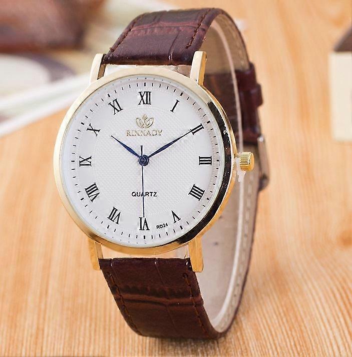 Mens Formal Slim Brown Office Watch